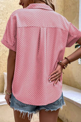 Khaki Dotted Print Cuffed Short Sleeve Shirt