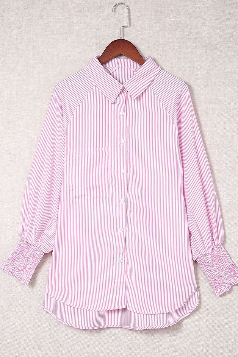 Grass Green Striped Pocket Button Up Shirt