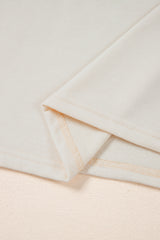 White Pearled Puff Sleeve Round Neck Loose Top