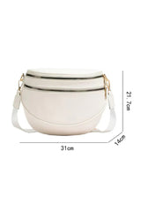 Parchment PU Leather Double Zipper Crossbody Bag