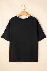 Black Sequin Pumpkin Face Halloween Graphic Tee