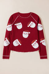 Red Sequin Santa Claus Graphic Patch Application Sweatshirt