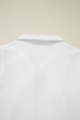 White Textured Half Zip Tank Top Drawstring Shorts Set
