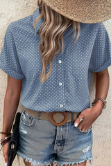 Khaki Dotted Print Cuffed Short Sleeve Shirt