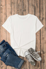 Orchid Petal Casual Plain Crew Neck Tee