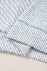 Jet Stream Contrast Ribbed Loose Fit Henley Top