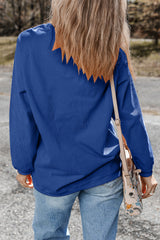 White Football Graphic Drop Shoulder Game Day Corded Sweatshirt