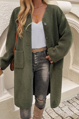 Vineyard Green Cardigan Ribbed Pocket Trench Jacket