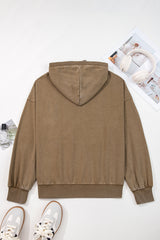 Wild Ginger  Half Zip Kangaroo Pocket Mineral Wash Baggy Hoodie