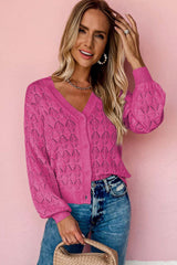 Rose Lightweight Buttoned Front Crochet Cardigan