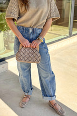 Sky Blue Medium Wash Cuffed Barrel Jeans