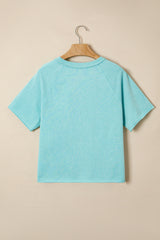 Mint Green Mineral Wash Raglan Sleeve Boxy Fit Cropped Tee