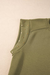 Black Casual Rivet Round Neck T Shirt