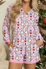 Pink Long Sleeve Shirt Christmas Pajama Set