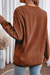 Festival Fuchsia Plain Drop Sleeve Corded Oversized Sweatshirt