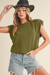 Black Casual Rivet Round Neck T Shirt