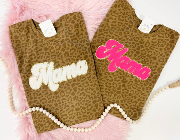 Applique MAMA Leopard tee