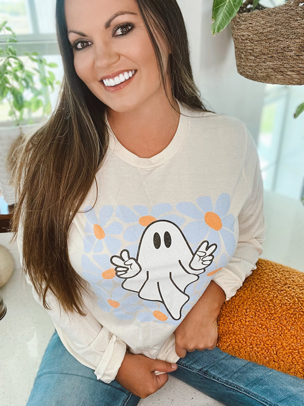 Groovy Peace Ghost long sleeve tee