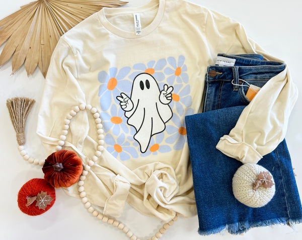 Groovy Peace Ghost long sleeve tee