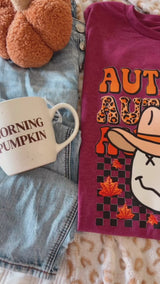 Autumn stacked nirvana maroon tee