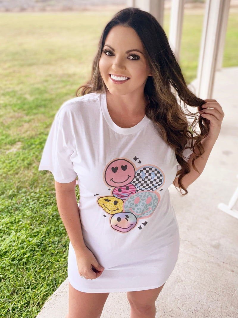 Retro Smiley Tee Shirts Dress