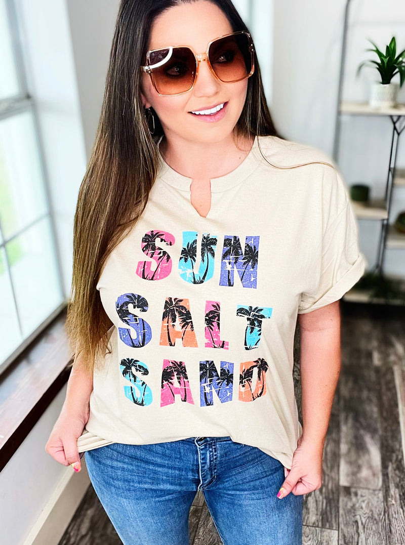 Sun Salt Sand Colorful letters tee
