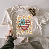 Retro daisy Patriotic smiley tee