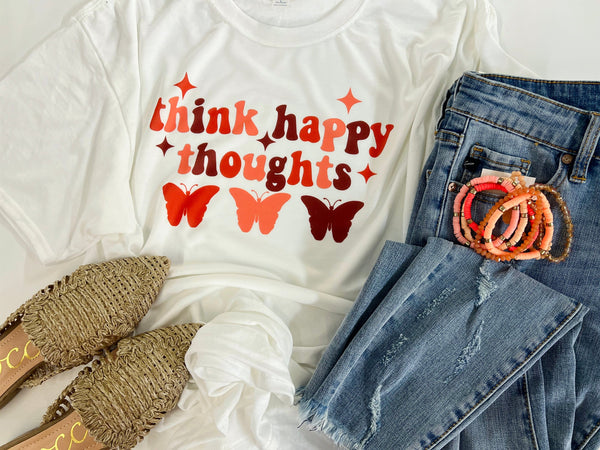Think Happy Thoughts butterfly tee