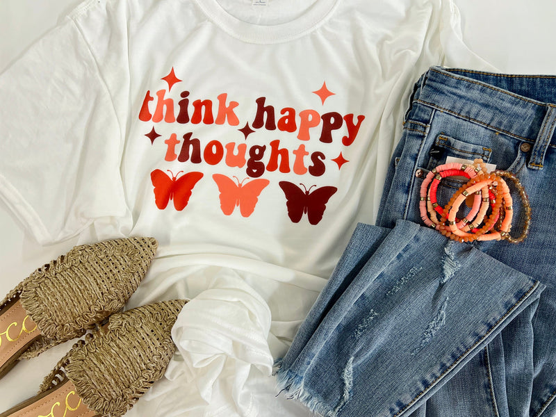 Think Happy Thoughts butterfly tee