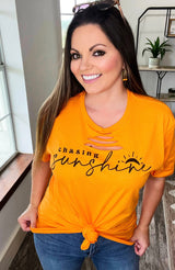 Chasing Sunshine neon orange tee