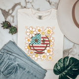 Retro daisy Patriotic smiley tee
