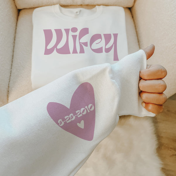 Wifey • Custom Wedding date sweater