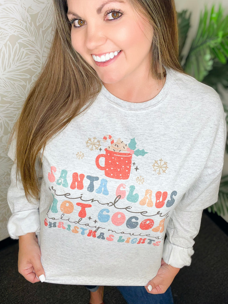 Santa, reindeer, hot cocoa sweater