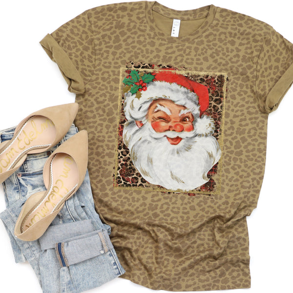 Vintage leopard Santa tee