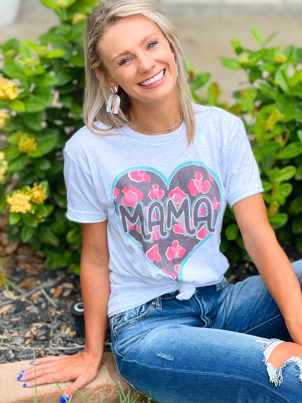 MAMA heart leopard design tee