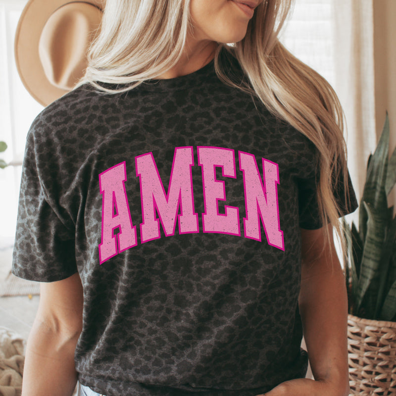 AMEN pink letters tee