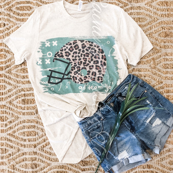 Leopard helmet football tee