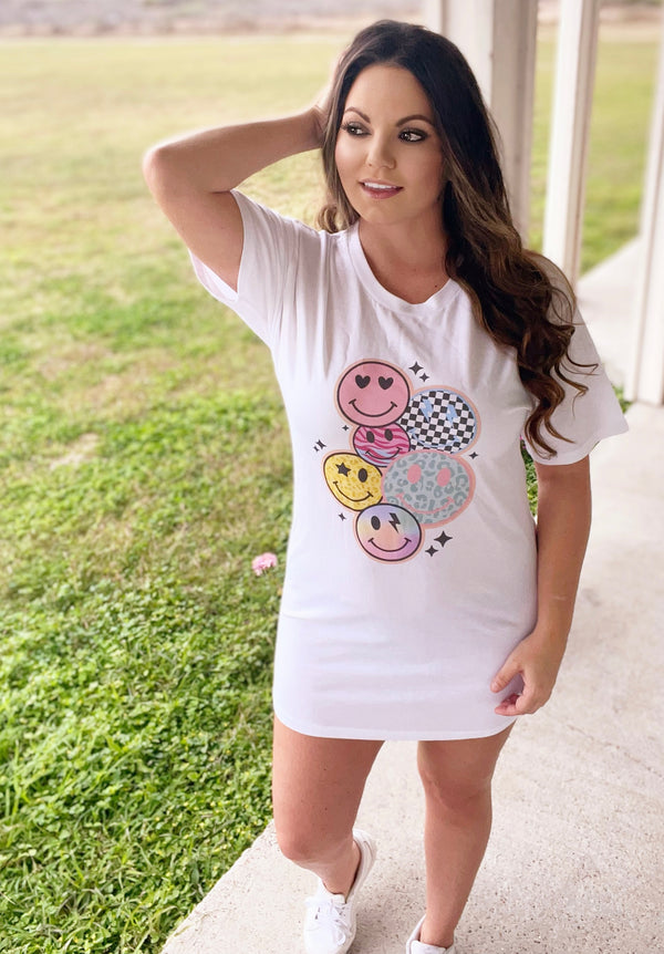 Retro Smiley Tee Shirts Dress