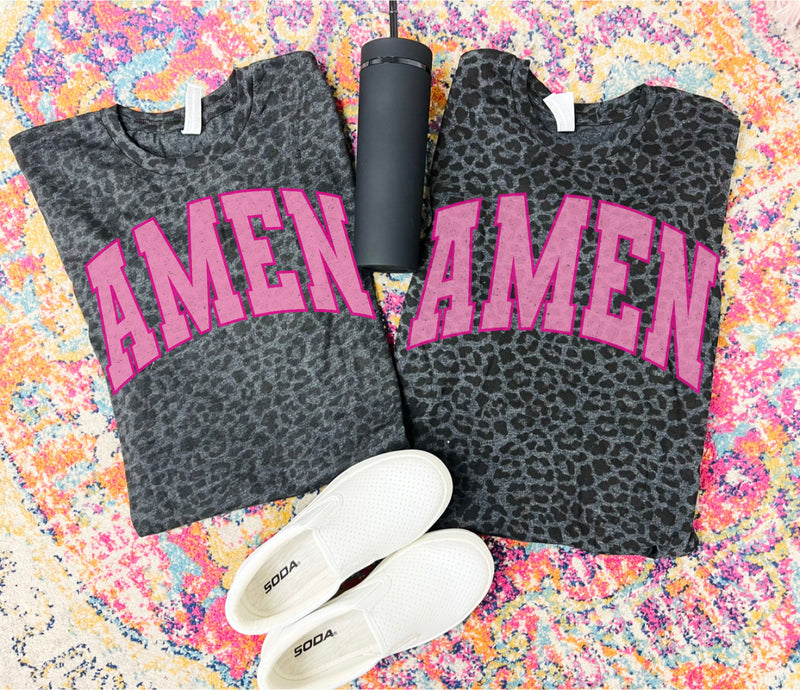 AMEN pink letters tee