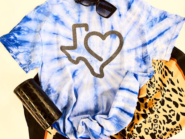 Heart of Texas tie dye tee