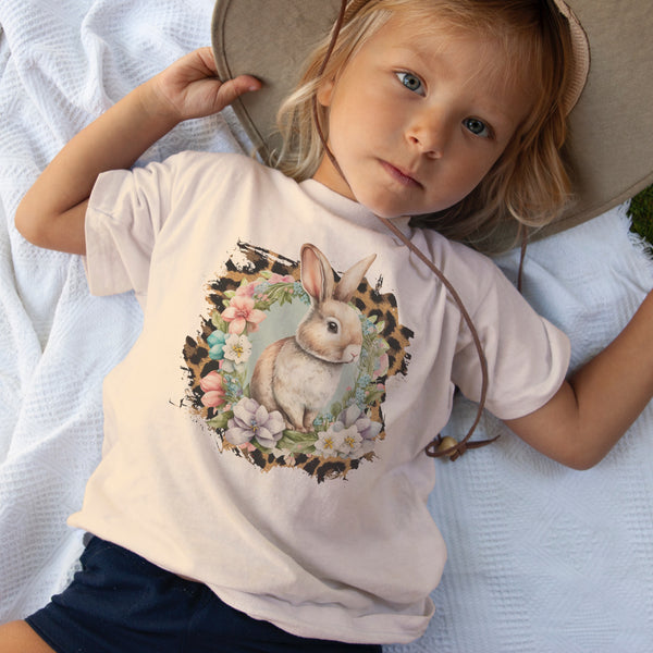 Adorable Easter Leopard border Bunny deal tee