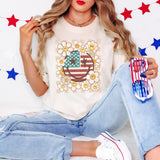 Retro daisy Patriotic smiley tee