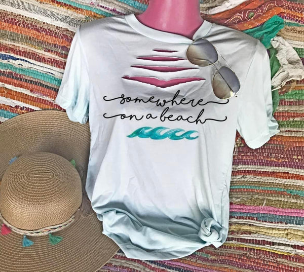 Somewhere on a beach tee