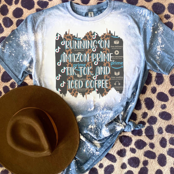 Running on Amazon, tik tok & iced coffee tee