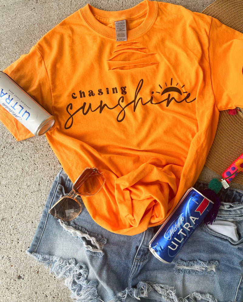 Chasing Sunshine neon orange tee