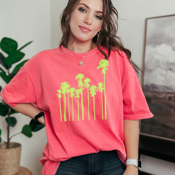 Neon palm trees tee