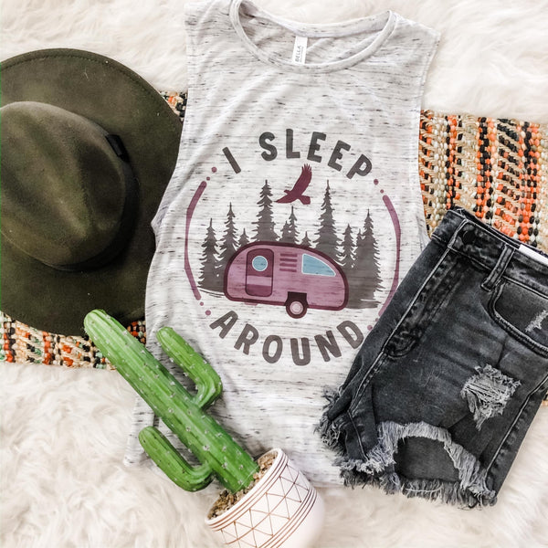 I sleep around • camping tank/tee
