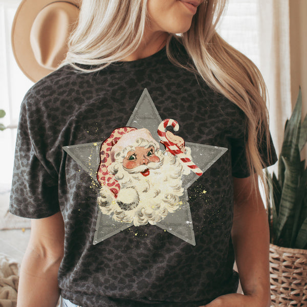 Santa Star vintage leopard tee