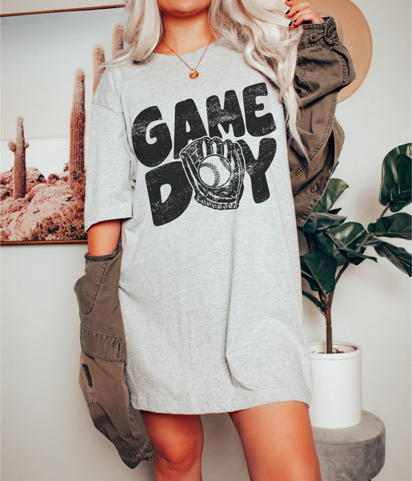 Distressed Game day baseball tee