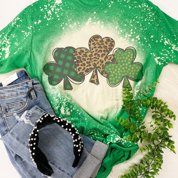 Bleached triple clover tee